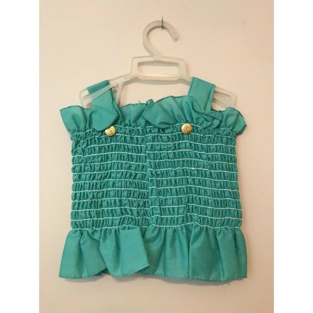 Vintage Fruit Of The Loom One Size Children's Overall Elastic Top NWT Teal Green